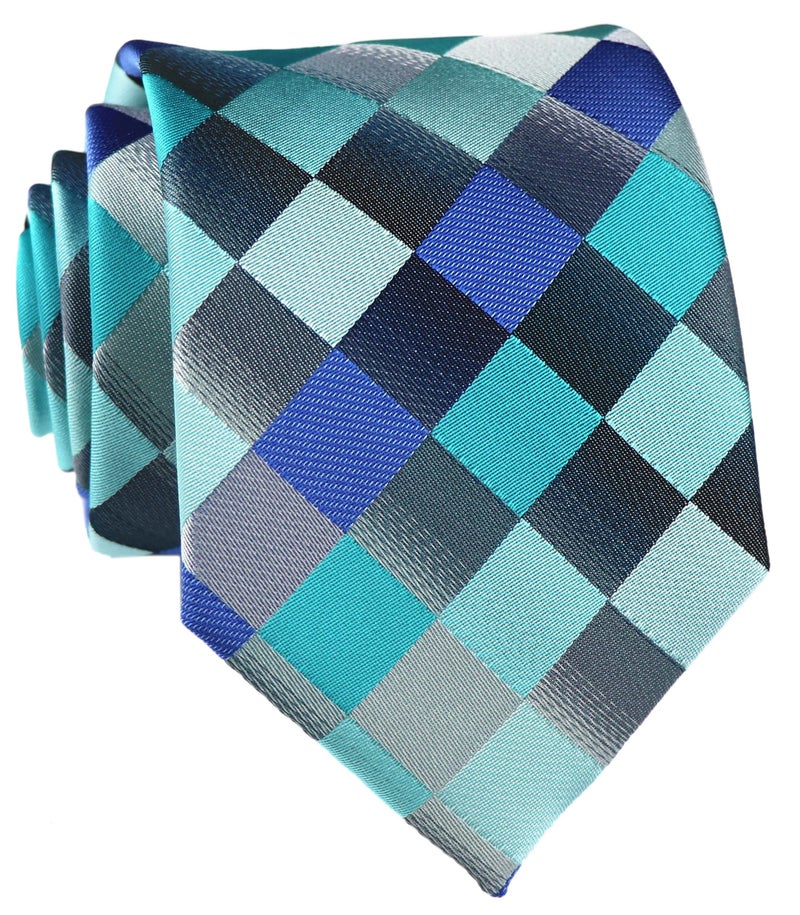 Ctskyte Indigo Teal Blue Grey Silk Ties Handsome Handmade Casual Necktie for Mens Youth - Image 1